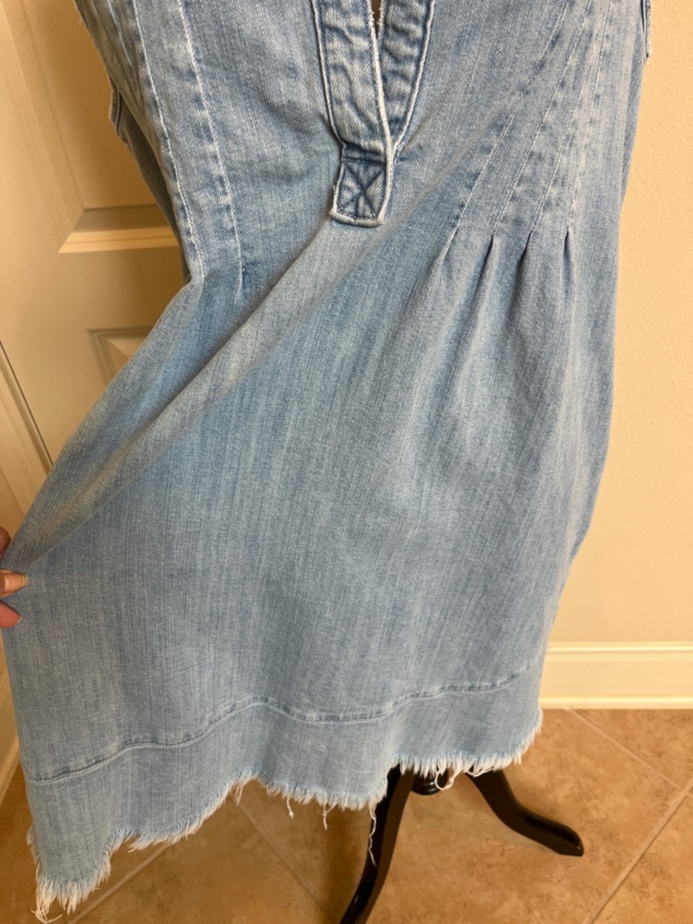 Current/Elliott Light Blue Denim faded Topstitched dress - Picture 5 of 12